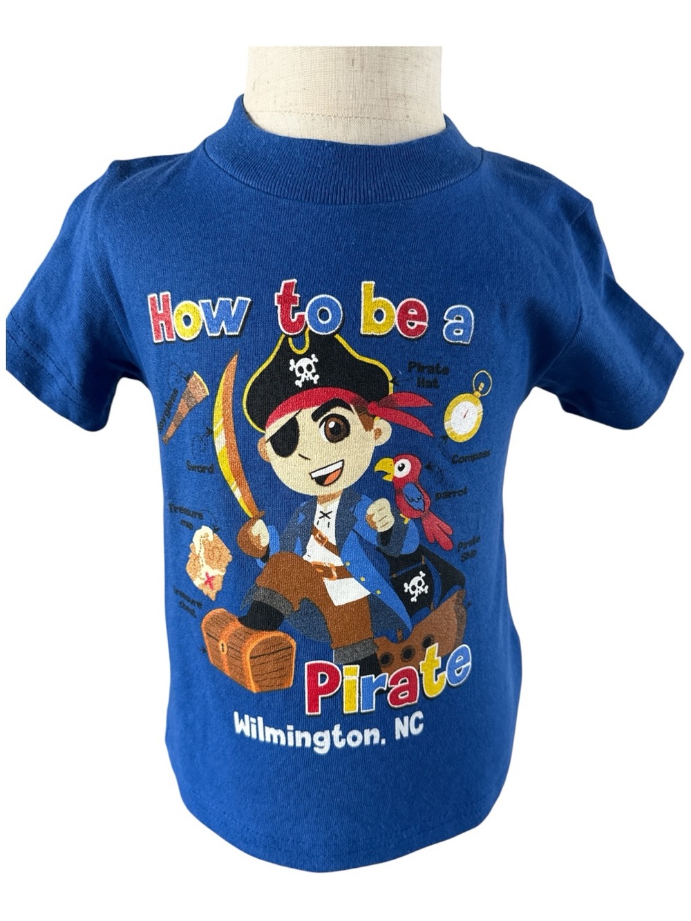 ‘How to be a Pirate’ Wilmington, NC Graphic Tee Rabbit Skins Blue Kids Cotton
